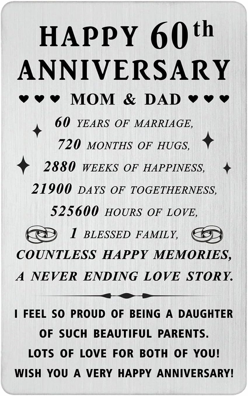 UK Greetings Mum & Dad 60th Anniversary Card With Envelope