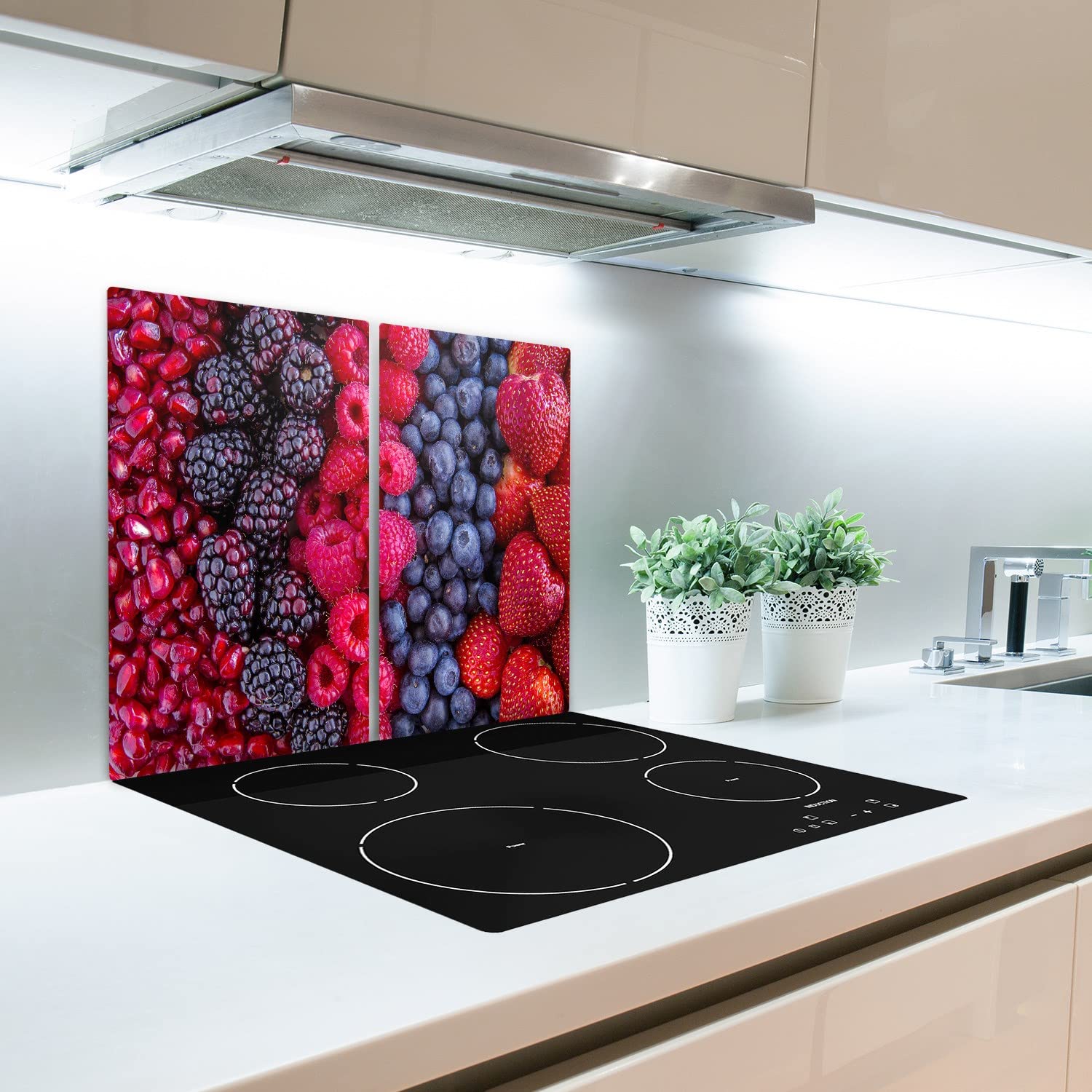 Decormat de corte de cocina Decormat cocina protector de cocina de vidrio templado - baya de fresa 2x30x52 cm