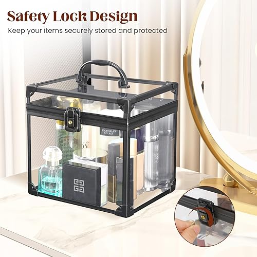 Miniatura 3 de Caja de corona, estuche de maquillaje transparente, organizador de cosméticos, gran capacidad de acrílico transparente para artistas, vitrina para