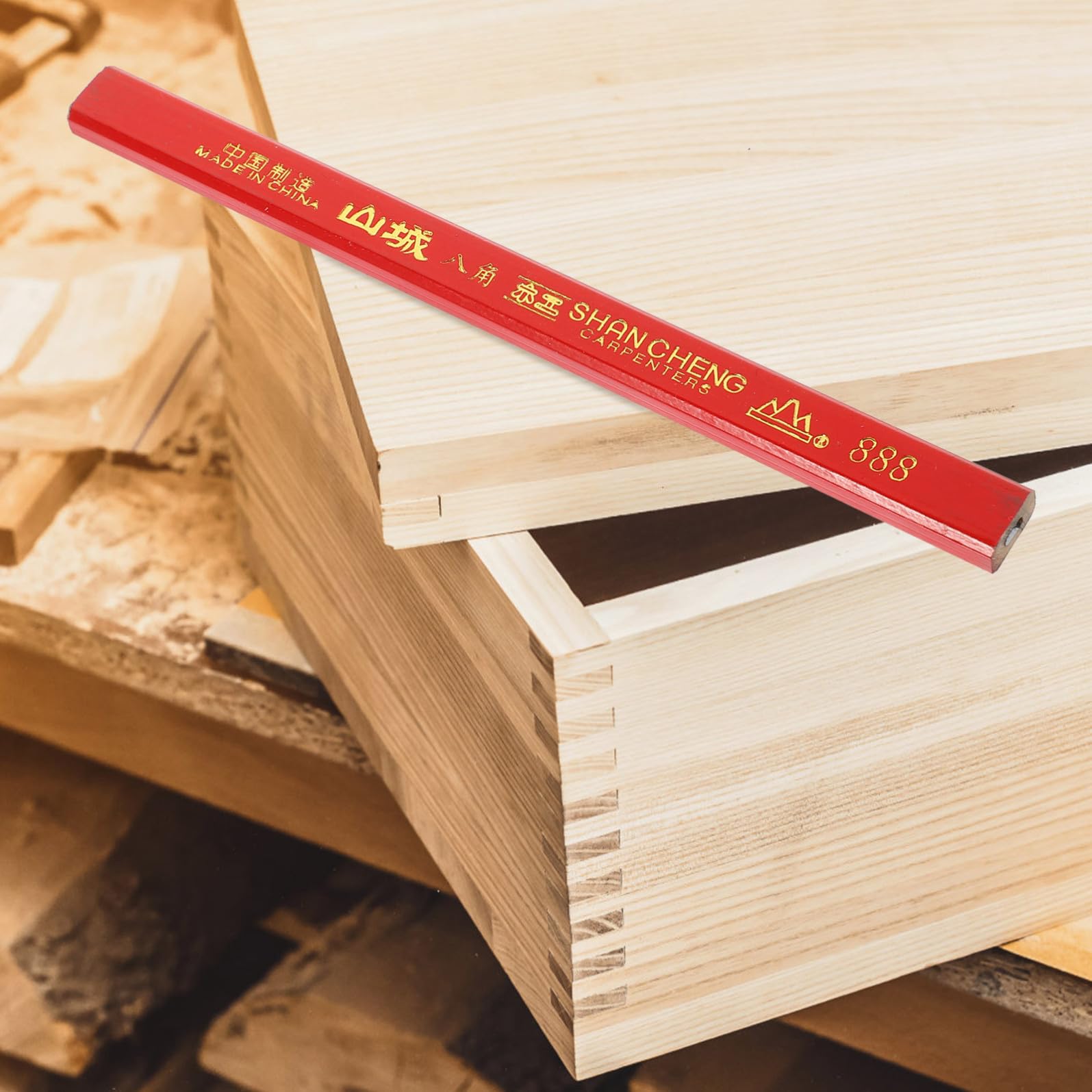 ULTECHNOVO 72 Matite Rosse da Carpentiere in Legno Ottagonale, Matite da Lavoro per Superfici Ruvide Punta Resistente e Design Antiscivolo per Edilizia e Falegnameria