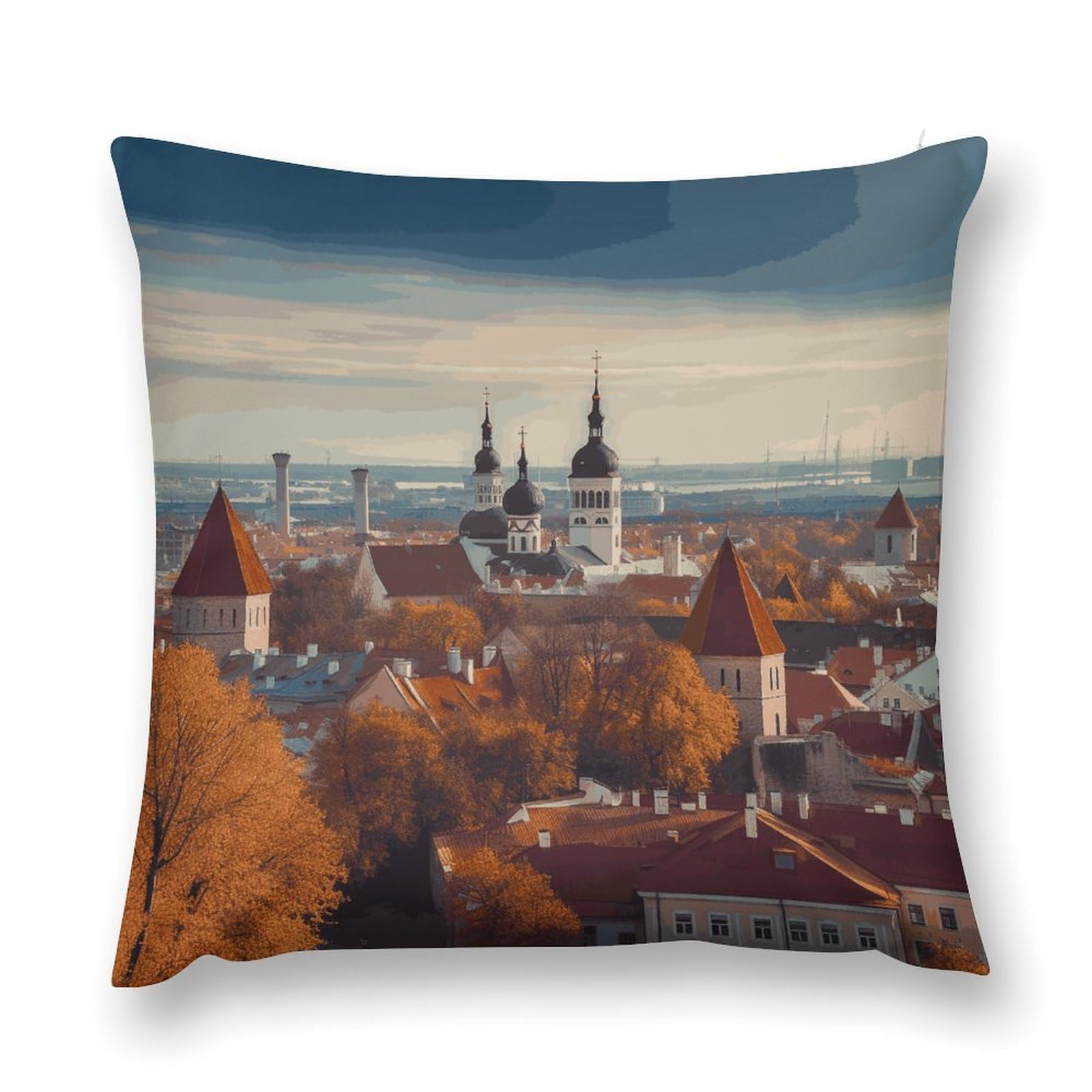 Taie d'oreiller douce paysage urbain de Tallinn avec fermeture invisible pour lit