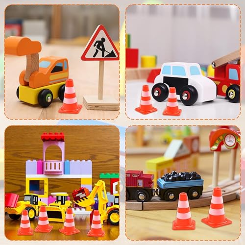 Miniatura 7 de 30 mini conos de tráfico, conos de seguridad vial en miniatura de plástico para entrenamiento, barricadas de construcción deportiva, señales de
