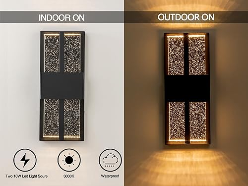 Miniatura 3 de Luces LED de pared para exteriores, 15 pulgadas, color negro, para porche, para casa, aplique de pared moderno exterior con cristal de cristal,