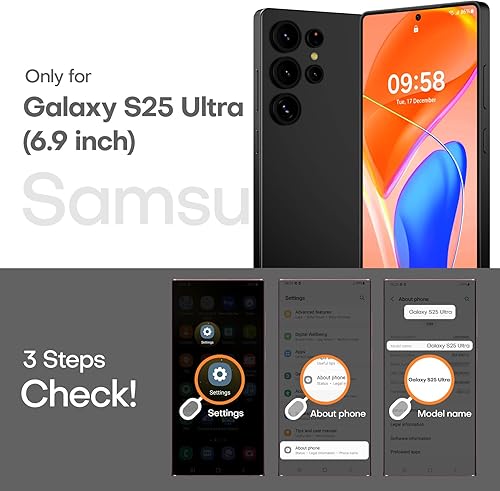 Vista 158 de Funda TOCOL [Paquete de 1+2] diseñada para Samsung Galaxy S22 Ultra, con 2 protectores de lente de cámara, parte trasera dura mate translúcida