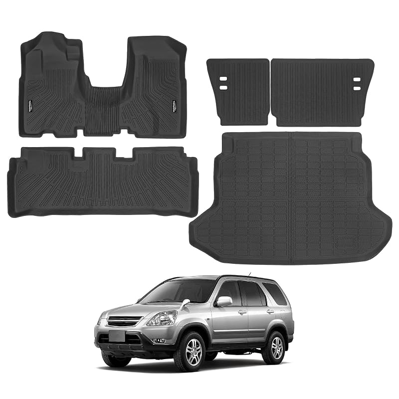 Kit de Tapetes Automotivos em TPE para Honda CR-V 2002–2006, Preto, Compatível com Câmbio Automático