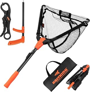 KastKing Pontus Fishing Net, Foldable & Lightweight Landing Net with Built in Length Scale, Strength Aluminum Handle, Fishing Gear and Gift for Men