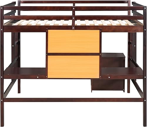 Miniatura 6 de Harper & Bright Designs Cama tipo loft de tamaño individual con escritorio y tabla de escribir, cama alta para niños con armario de almacenamiento,