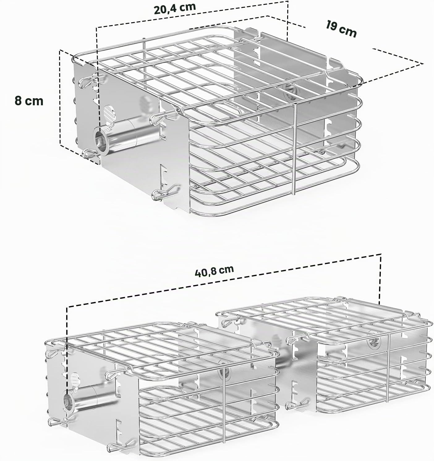 Onlyfire Panier en Inox pour Tourne Broche 20.4 x 19 x 8 cm - Accessoire de Rôtisserie pour Légumes et Poulet