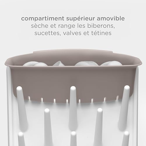 Ubbi Vertical Baby Bottle Drying Rack, Space Saving Countertop Drying Rack Baby Accessory, Taupe - 4