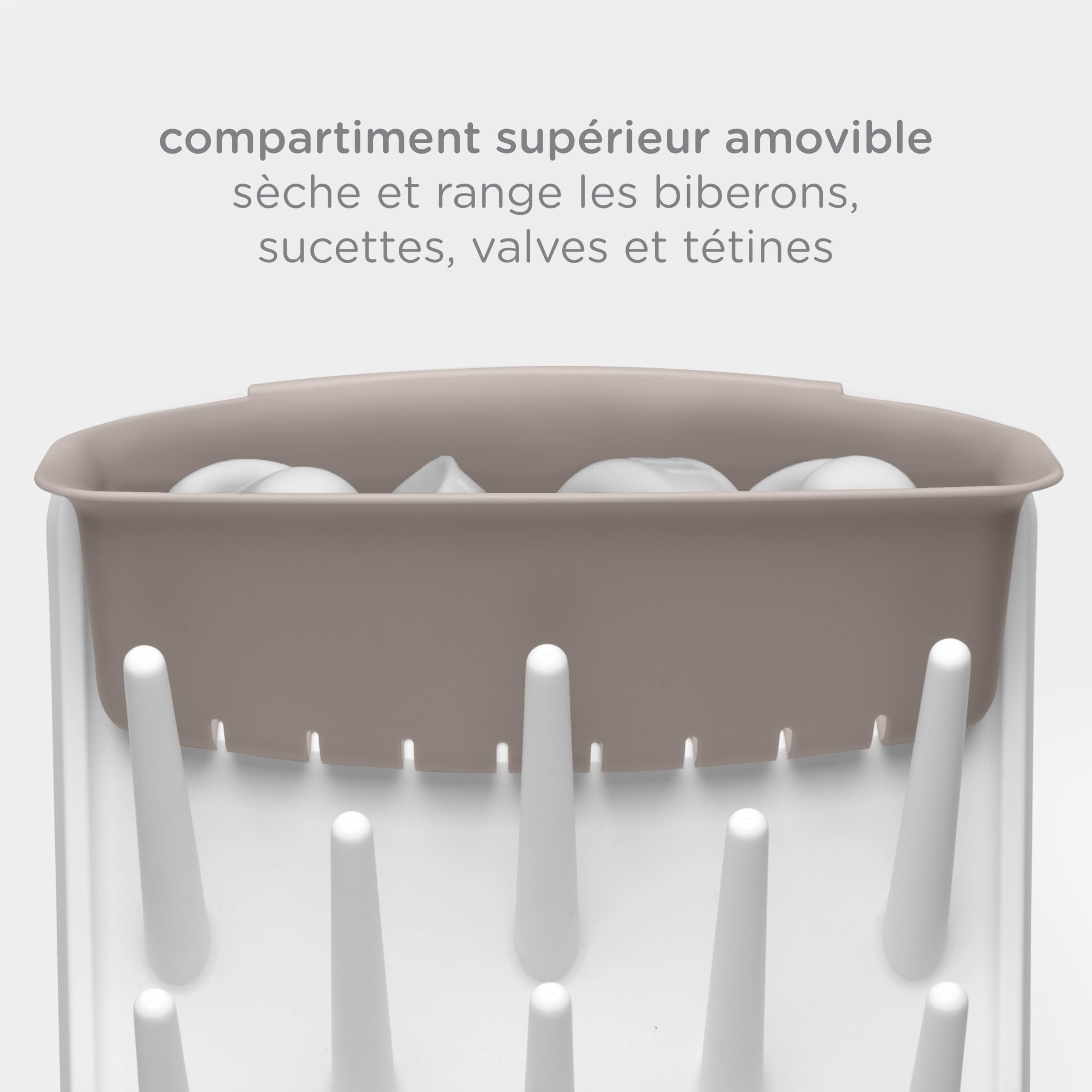 Ubbi Égouttoir Vertical pour biberons de bébé, Gain de Place, Organiseur de biberons, Taupe