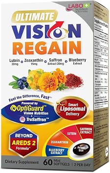 LABO Nutrition Ultimate VisionREGAIN Liposomal Eye Health Supplement with Lutein, Zeaxanthin & Saffron Extract Supports Visual Comfort and Healthy Vision Non-GMO, Gluten-Free 60 Softgels