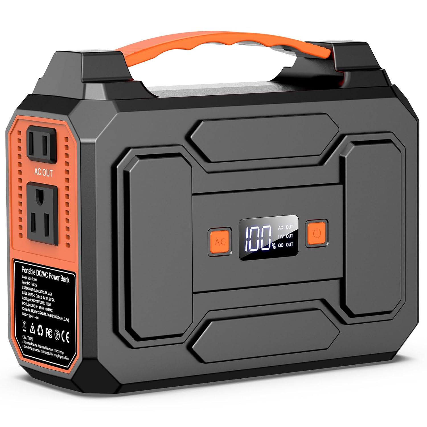 Portable Power Station Bank 146Wh 200W Peak 100W Rated Solar Powered Power Bank with AC Outlet 110V for