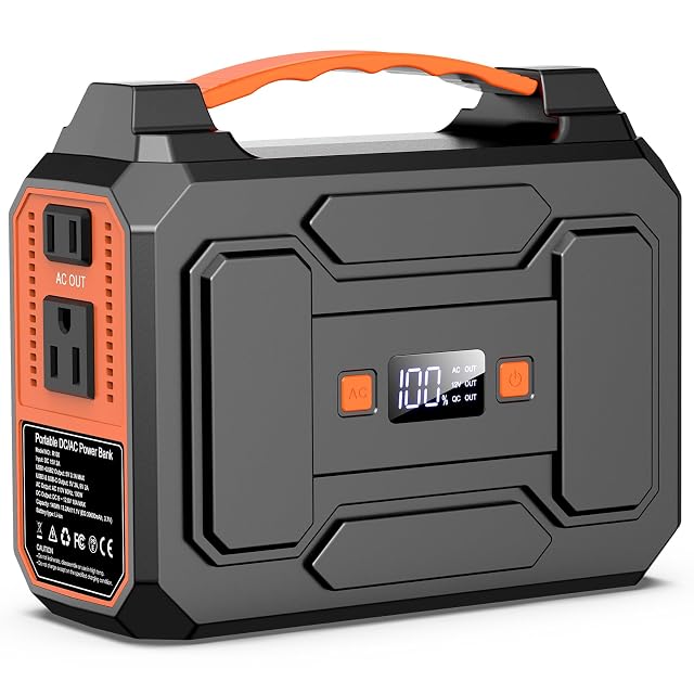 Portable Power Station Bank 146Wh 200W Peak 100W Rated Solar Powered Power Bank with AC Outlet 110V for