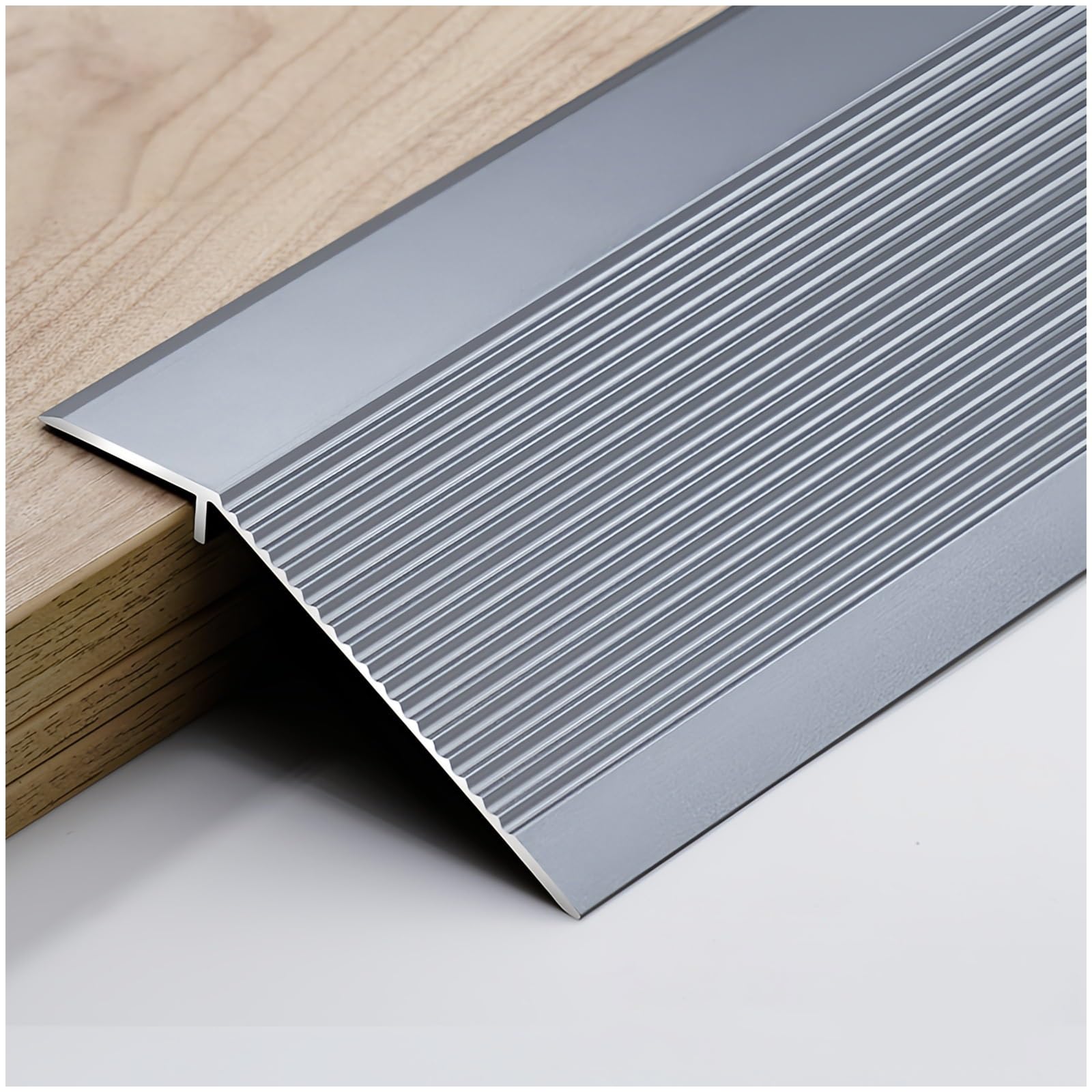Ramp Edge Profile Threshold Strip, Aluminum Laminate Threshold Ramp, Floor Bar for doorways, for Joining Floor Gaps,Carpet Threshold Transition,Floor Tiles(Gray,100mm x 900mm)