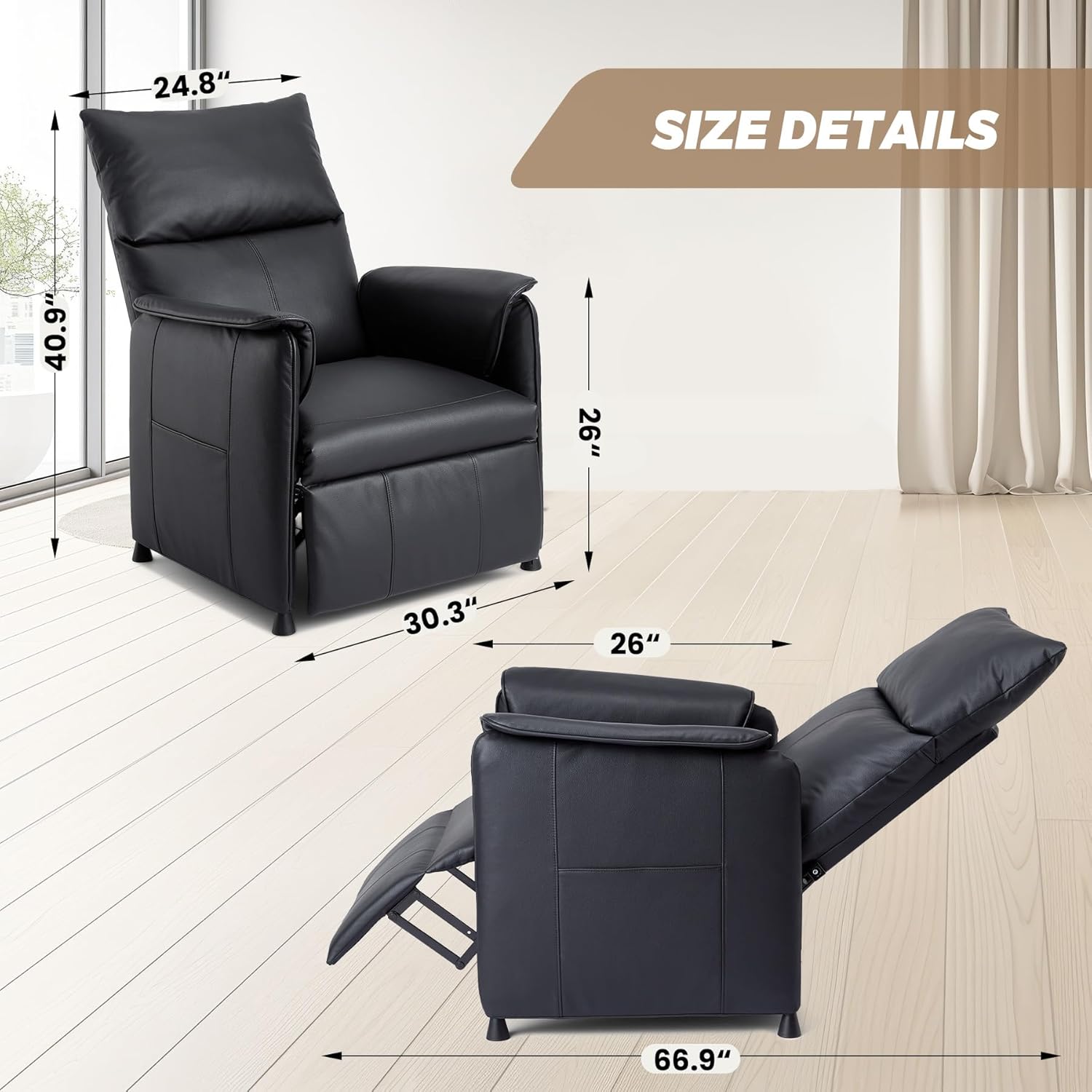 Garvee Elertric Recliner Chair with Memory Function PU Leather, Adjustable Single Recliners Sofa with Remote Control for Adults, Home Theater Seating &Armchair for Living Room/Office