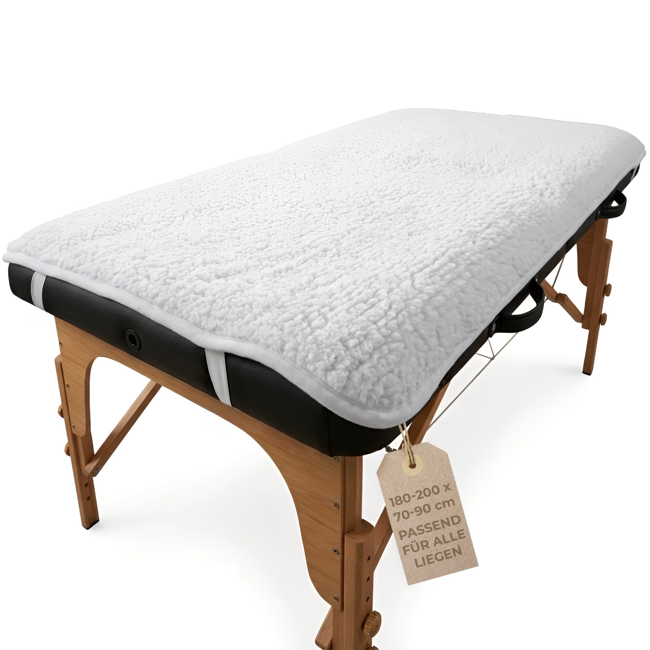 MASSAGE-EXPERT Extrawarme Vlies-Auflage für Massageliege 185 × 84 cm – rutschfest mit elastischen Eckbändern – waschbar 40 °C – Schutz & Komfortauflage