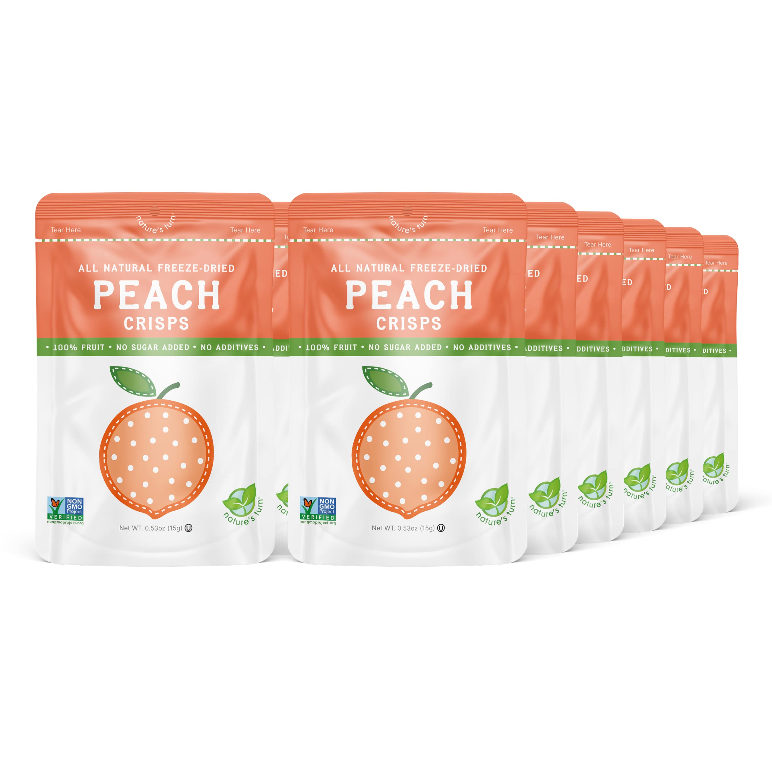 - Nature’s Turn Freeze-Dried Peach Crisps – Healthy, Gluten-Free, Crispy & Delicious, Plant-Based Snack, Ideal for Cereal, Smoothies, School Lunches, & On-the-Go, Bags of 12 (0.53 oz Each)