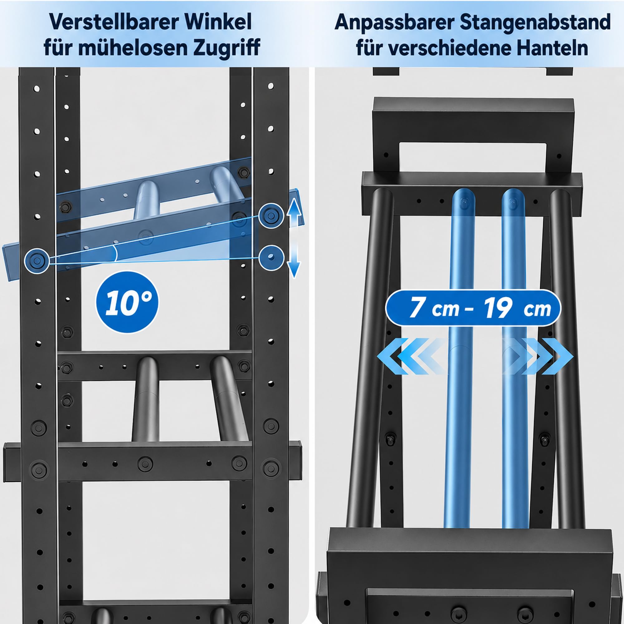 Hantelständer, Kippsichere Hantelablage mit verbreiterter Basis, Schwerlast Hantelbaum aus Stahl für Home Gym (bis 200kg), Verstellbare Aufbewahrung für Kurzhanteln