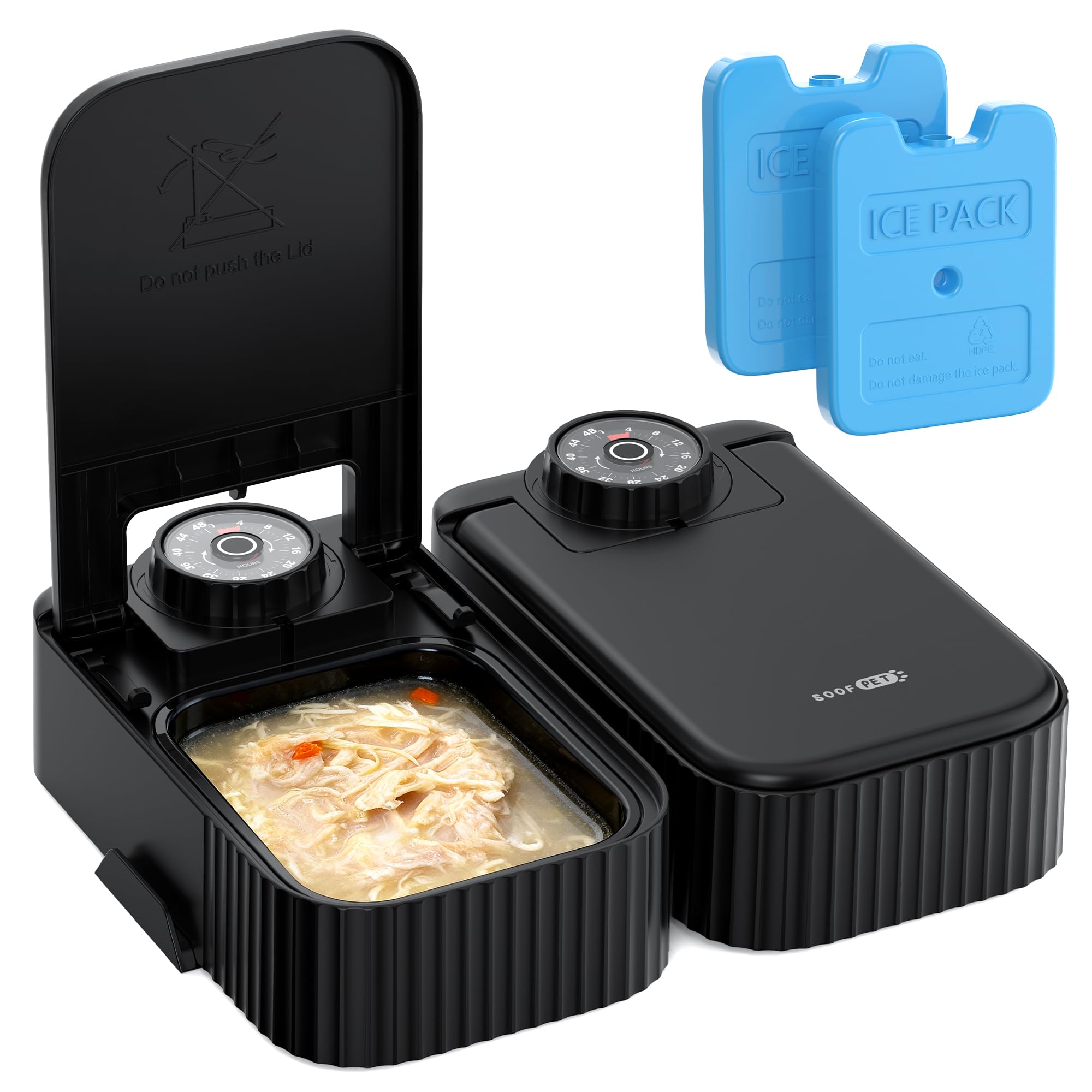 Distributore Automatico Cibo Gatti Umido: Dispenser Crocchette Gatto con Timer di 48 Ore - Dosatore Crocchette per Gatti senza Fili con 1 AA Batteria - Pasti Fino a 350g Ciascuno - Nero