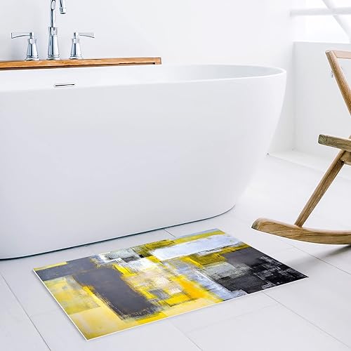 Miniatura 5 de Tapete de puerta para decoración de dormitorio, pintura geométrica de arte abstracto amarillo y gris, alfombras de vacaciones para sala de estar,