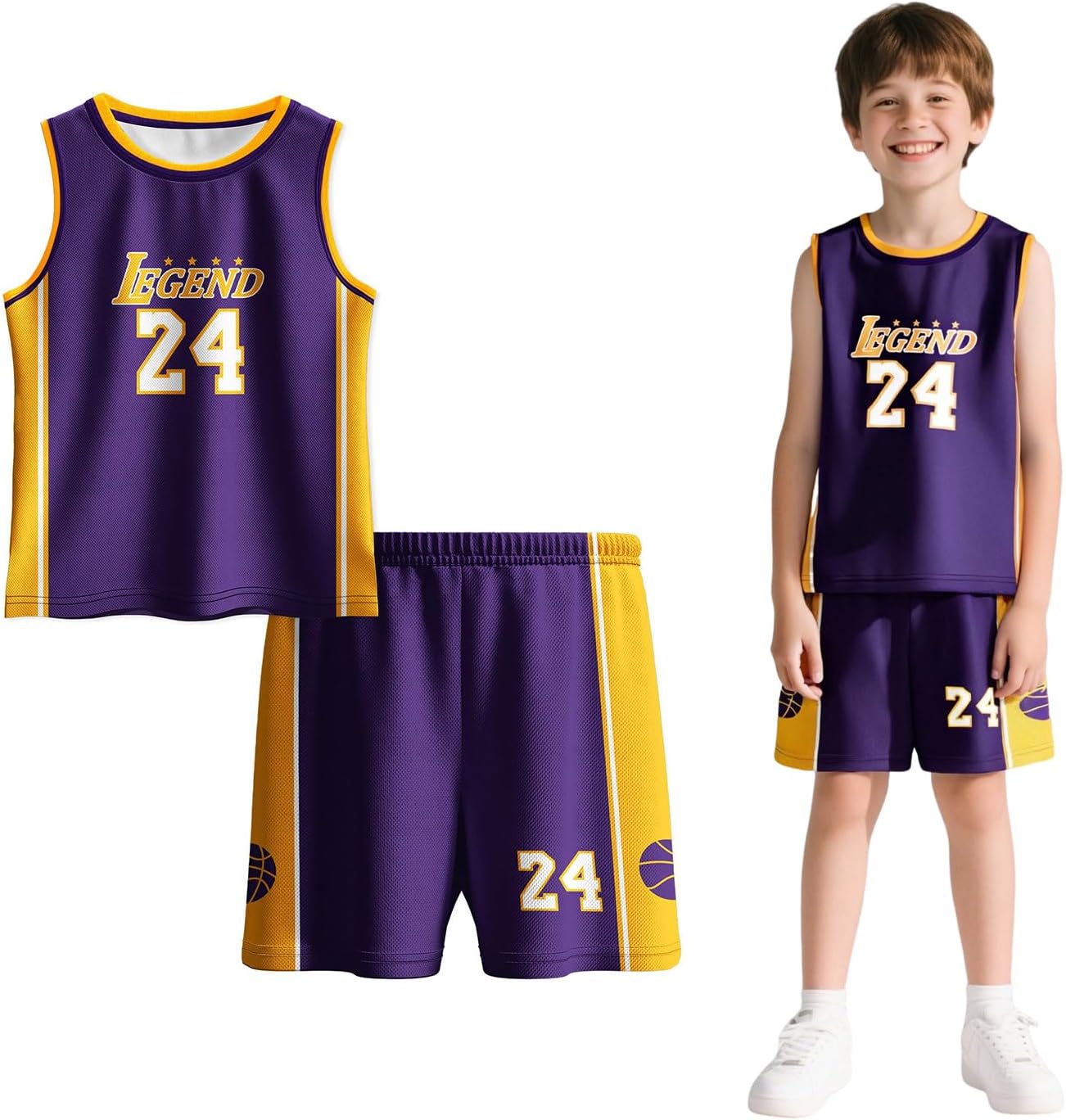 Kids Basketball Jersery Boys Sports Athletic Practice Outfits Youth Classic Mesh Sleevess Shirts Training Uniforms Fans Track Tank Tops 11-12 Years