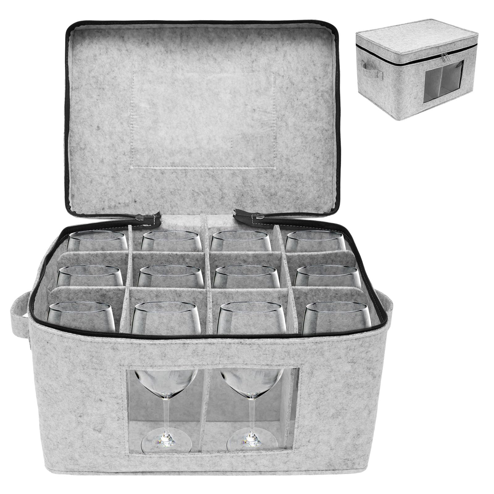 Confezione da 2 contenitori per bicchieri da vino con divisori, contenitori per calici per imballaggio e trasloco, contenitori per 24 bicchieri di cristallo, bicchieri da vino, bicchieri da bevande