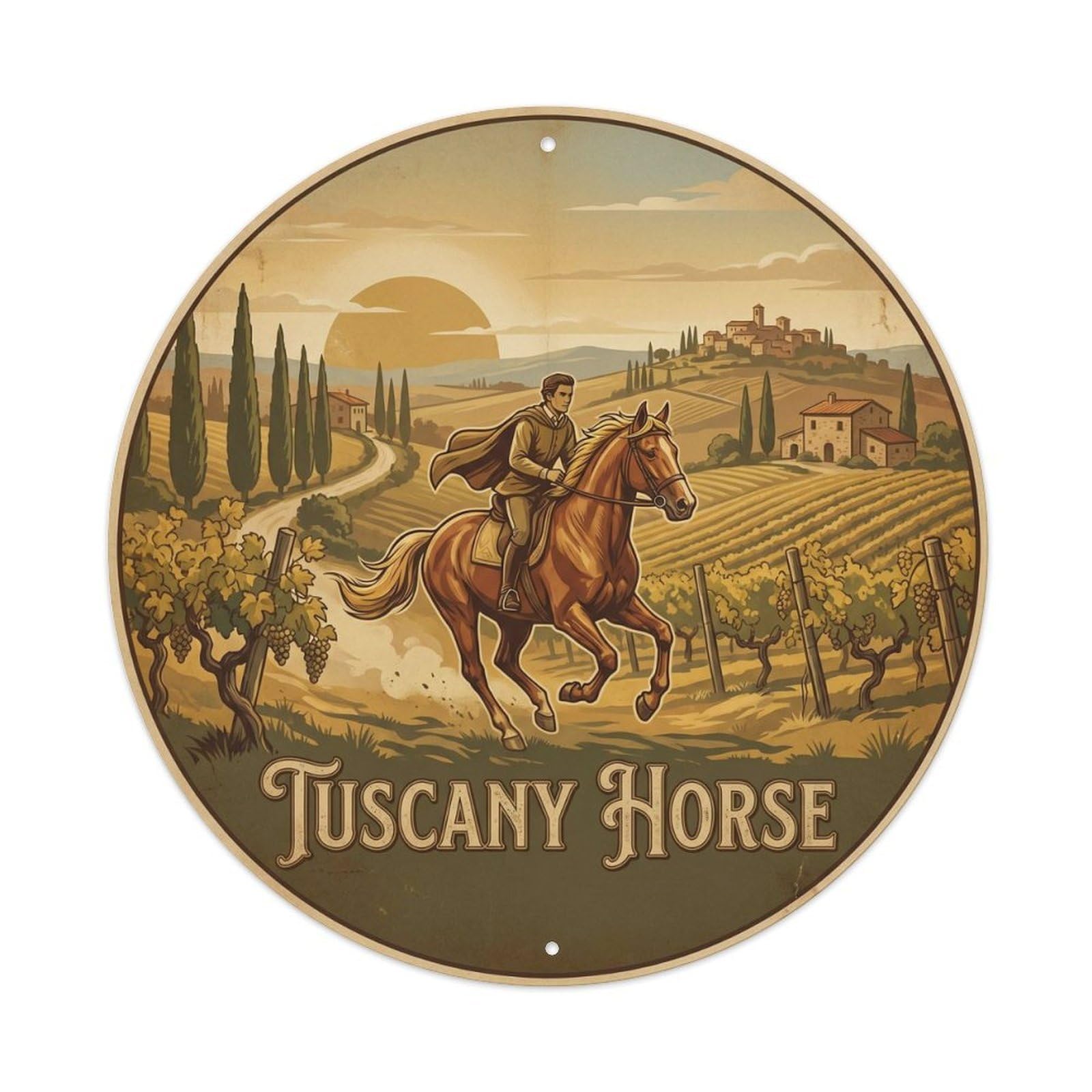 Retro Tuscany Italy Horse Landmark Travel Metal Tin Sign