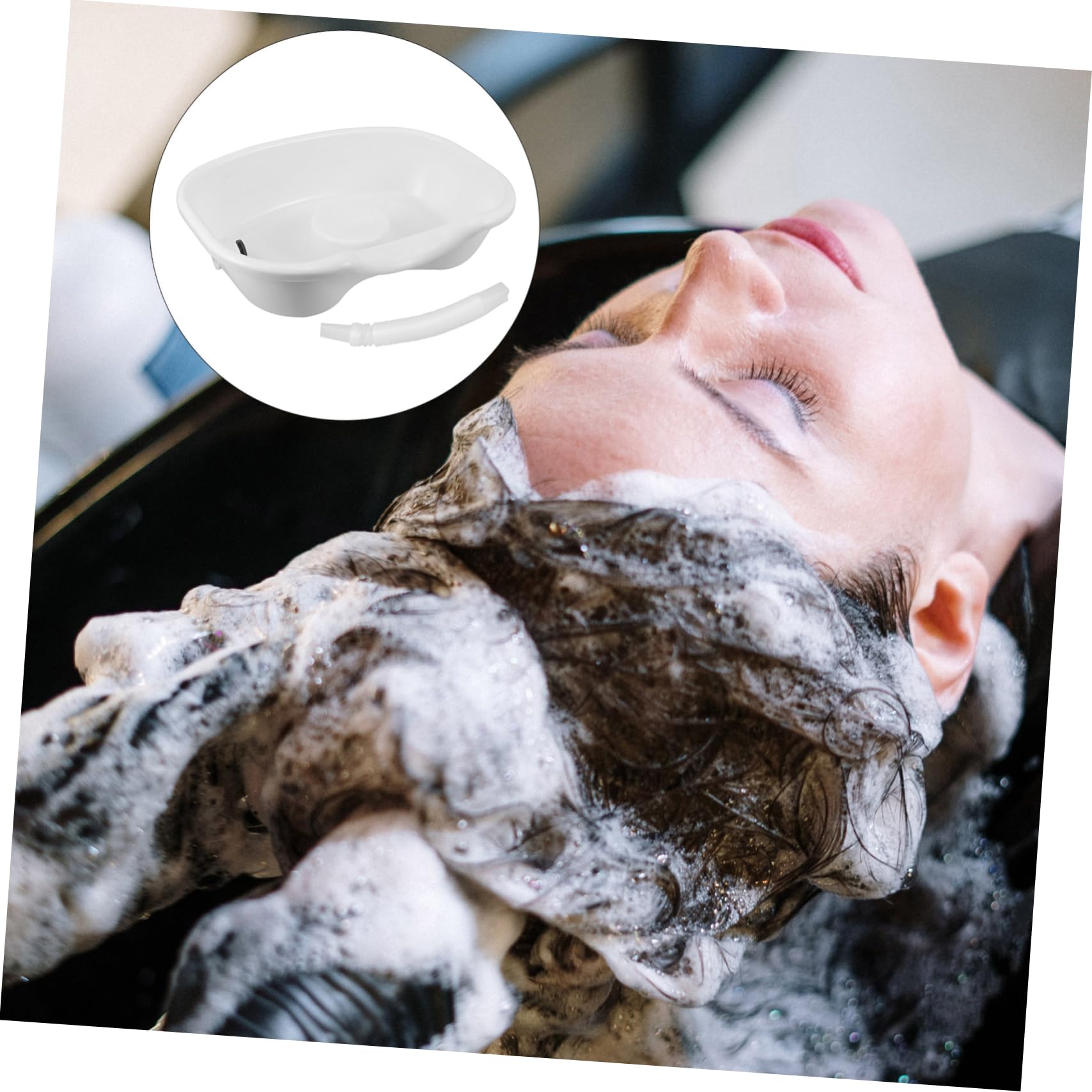 OUNONA Lavandino Per Lavare i Chioma Portatile 70cm Tubo Di Scarico, Lavabo Da Comodino Per Pazienti Allettati, Anziani e Donne Incinte, Supporto Testa e Collo, Accessori Per Assistenza Domiciliare