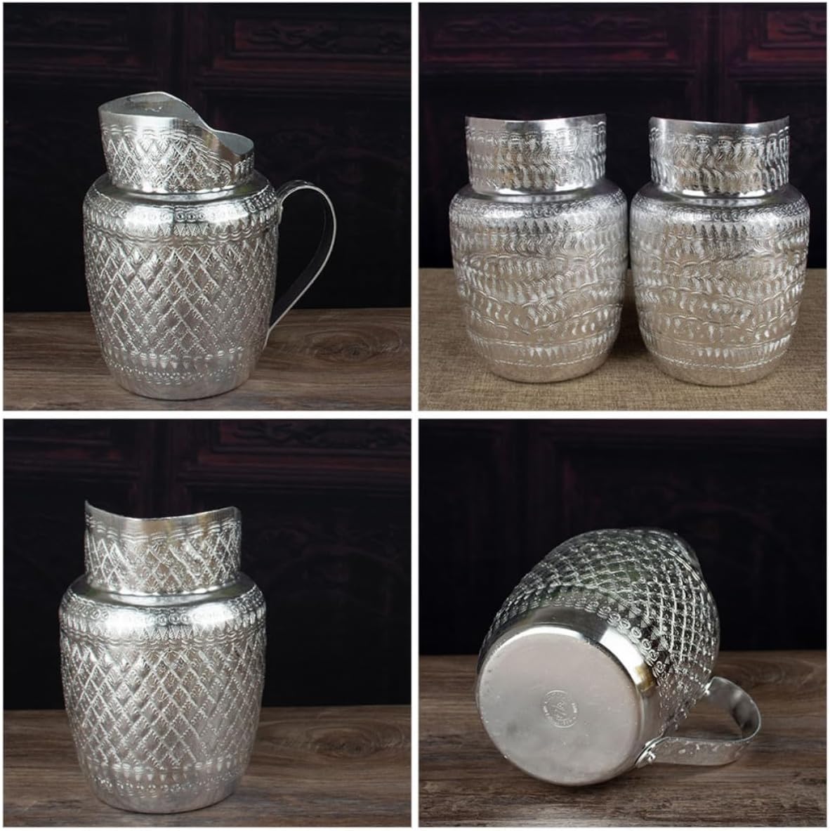 Metal Water Jug with Large Handle for Controlled Pouring