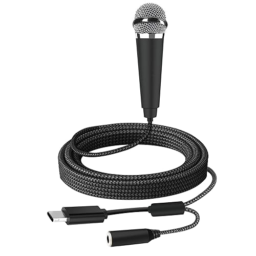 RICHUPON USB C Mini Microphone Karaoke, Portable ASMR Microphone for Android Phone/iPhone 15/Laptop/Mac, Wired Mic for Voice Recording, Singing, Interviews, Vlogs, YouTube, TIK Tok (Black) - Black