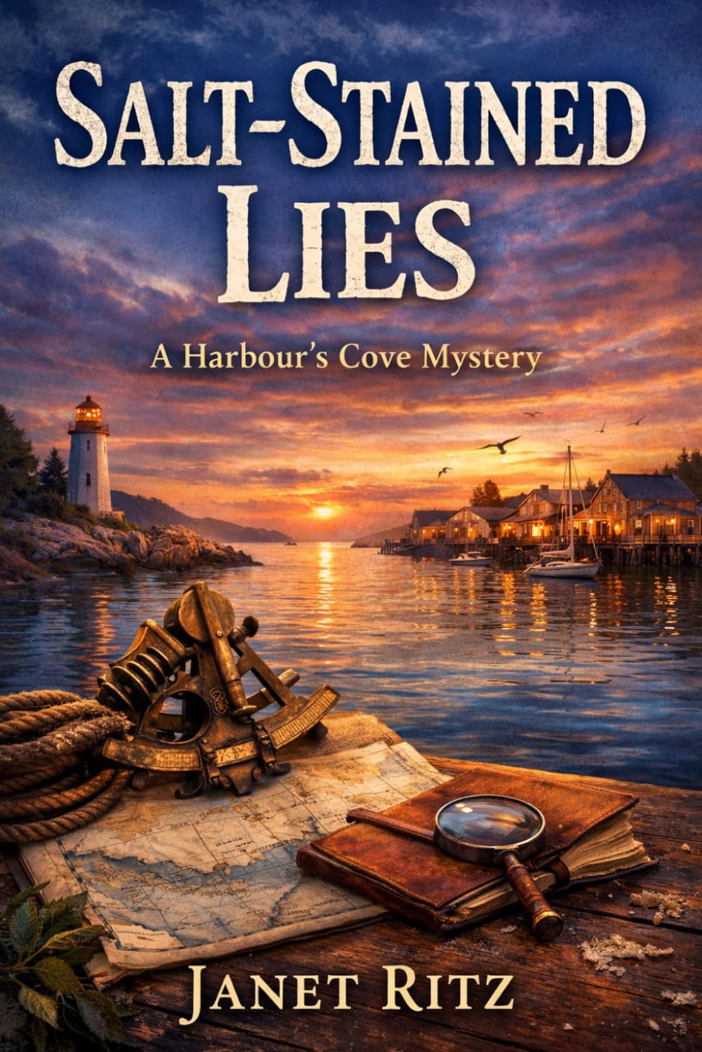 Salt-Stained Lies: A Harbour’s Cove Mystery Book 5: A Coastal Small-Town Murder Mystery with Forged Maps, Maritime Secrets, and Slow-Burn Romance