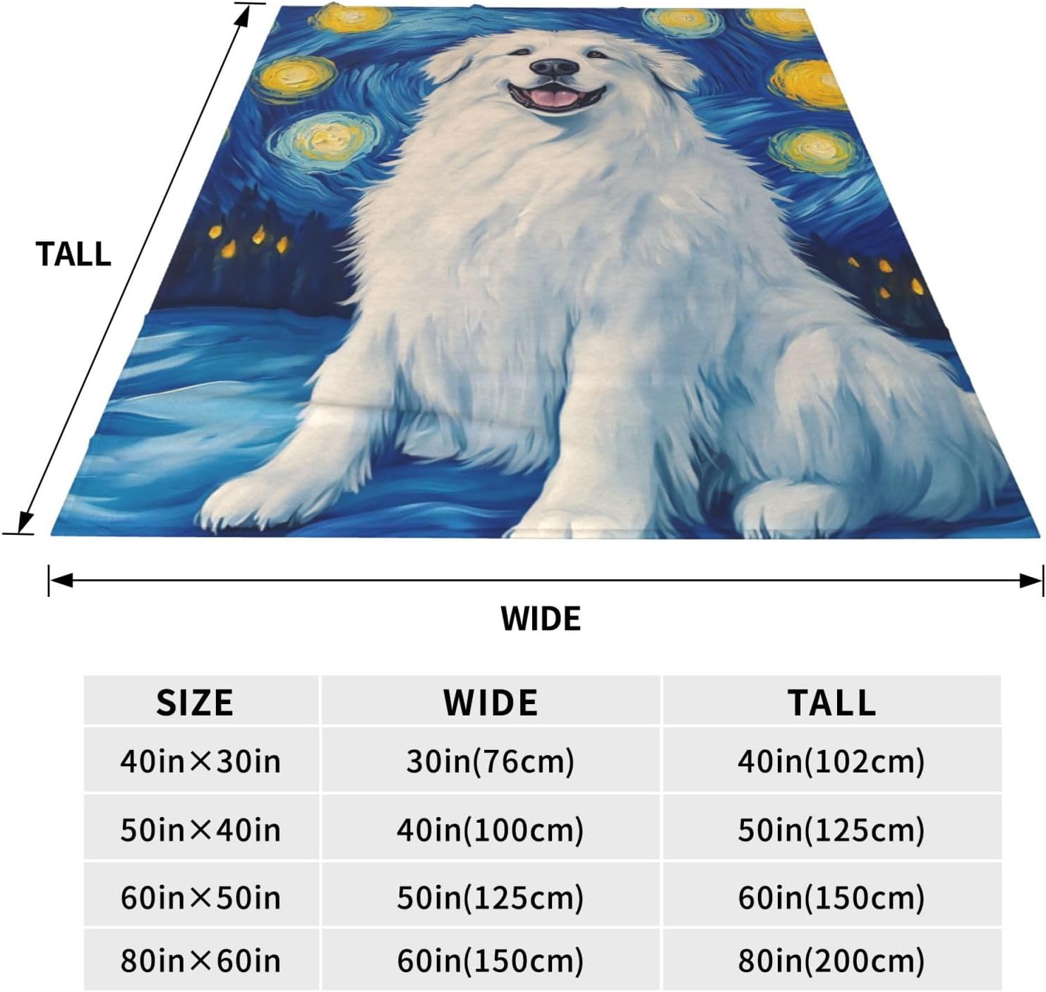 Great Pyrenees Blanket for Great Pyrenees Lovers, Puppy Gifts for Adults Kids Women Men, Flannel Throw Blankets for Bed Living Room Couch Traveling Camping, Soft Warm Plush Dog Decor 50x40in