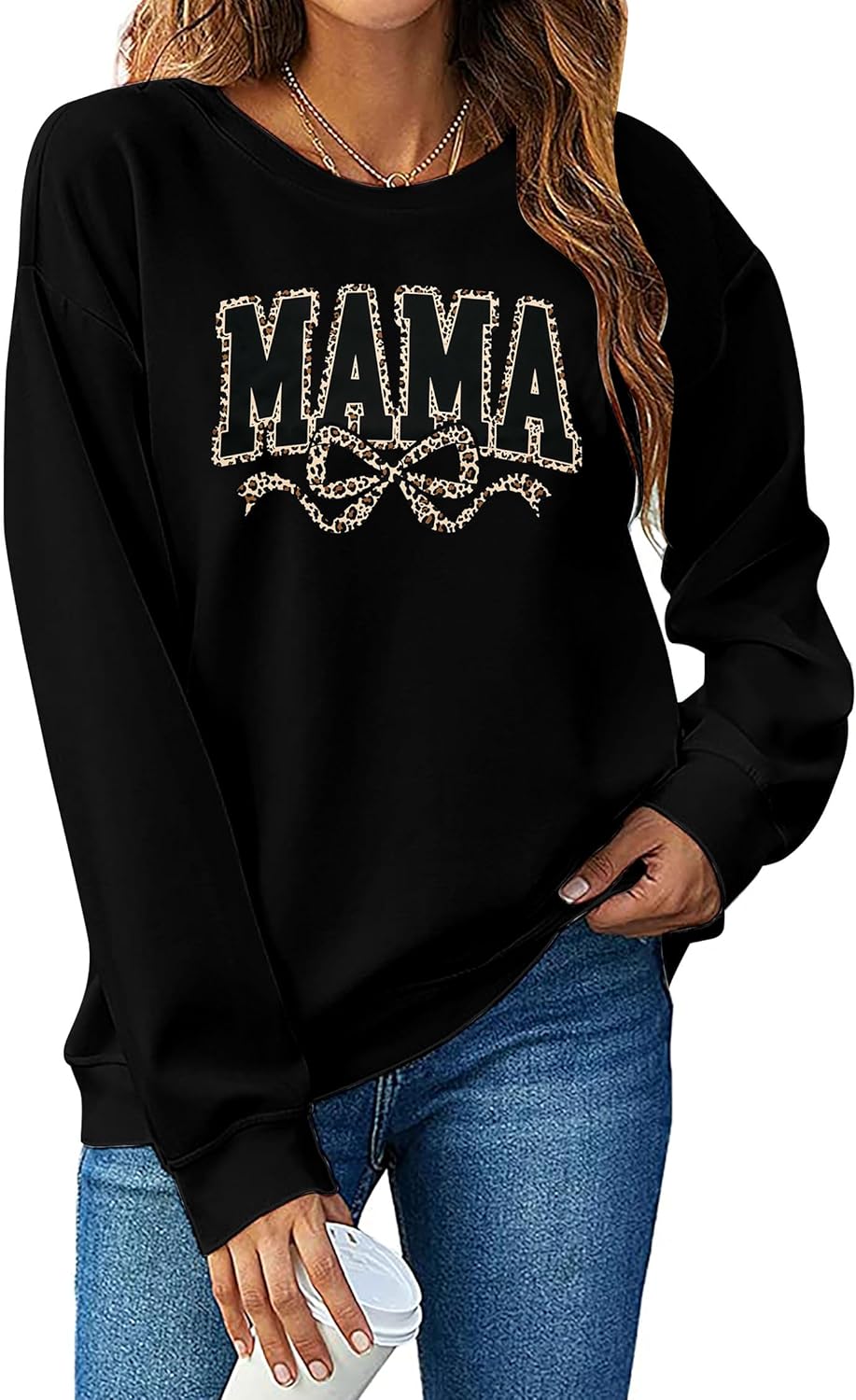 SFHFY Mama Crewneck Sweatshirt Women: Casual Mom Long Sleeve Shirt Bow Mama Letter Print Pullover Top - Image 7
