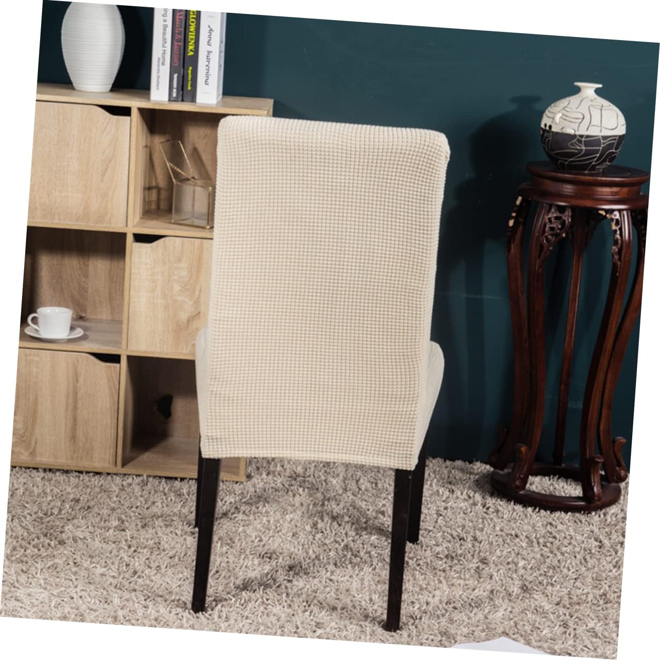 6pcs Polyester Dining Chair Covers Elastic Seat Covers Full Protection Case for Home Office Banquet Chairs