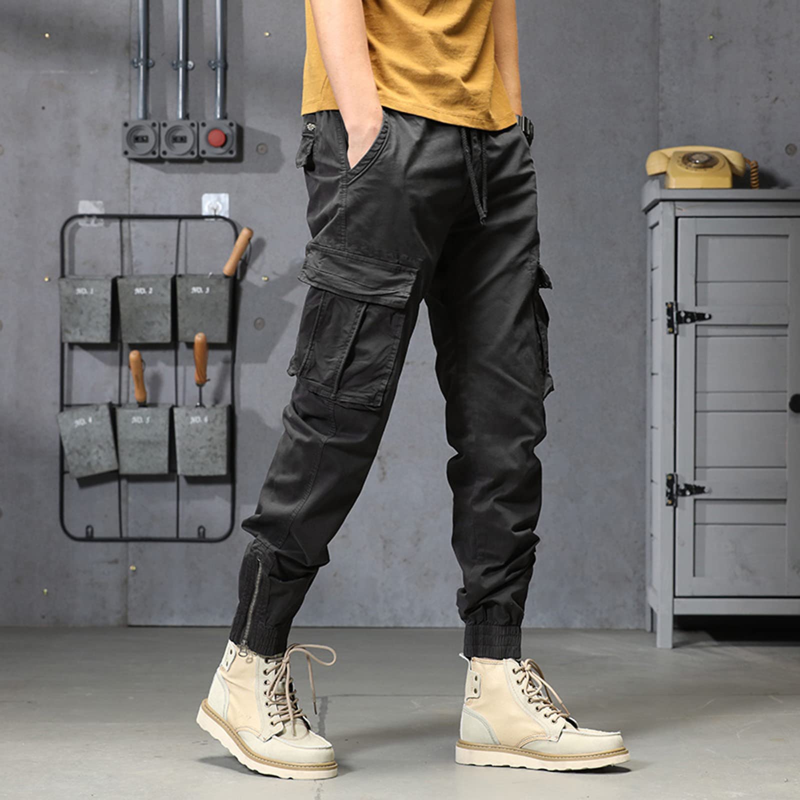 Pantalon De Travail Homme Hiver Militaire en Coton Poche Hommes Cargo avec Poches A Fermeture Eclair Jogging Shorts Et Bermudas pour Randonnée Voyage Loisirs Quotidien