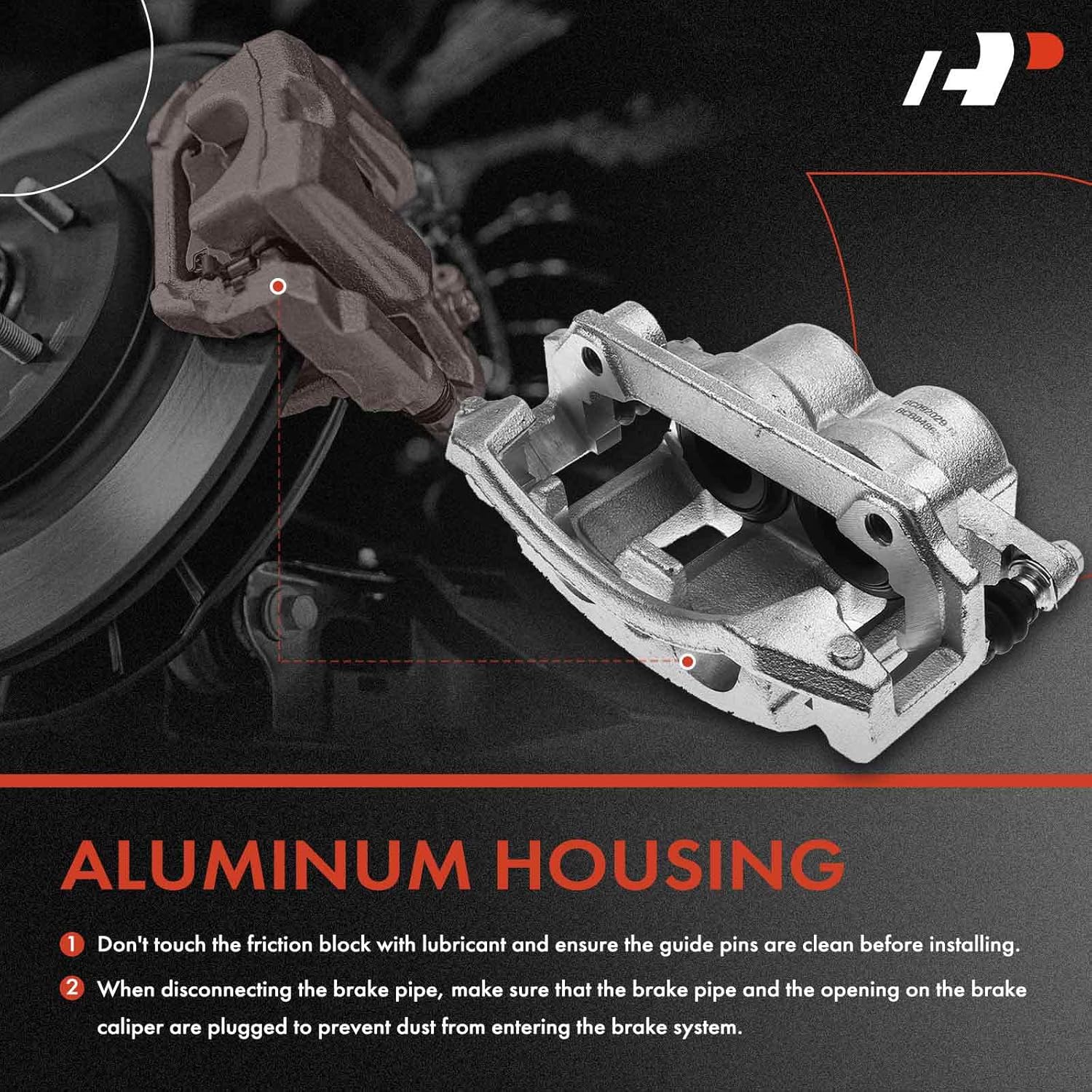 A-Premium Front & Rear Disc Brake Calipers with Ceramic Pads Compatible with Dodge Dakota 2003-2004 3.7L 3.9L 4.7L 5.9L 12-PC Set