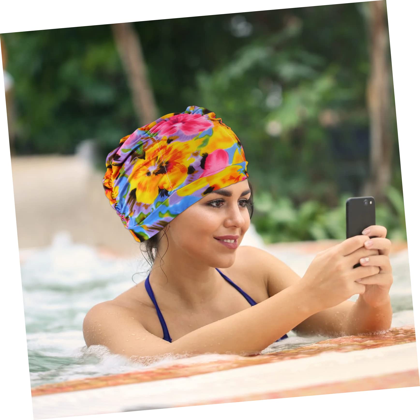 BESPORTBLE Set di 6 Cuffie da Nuoto Impermeabili Stampa Floreale in Nylon, Fit Confortevole per Adulti, Perfette come Accessori Piscina per Creare Un'atmosfera Estiva