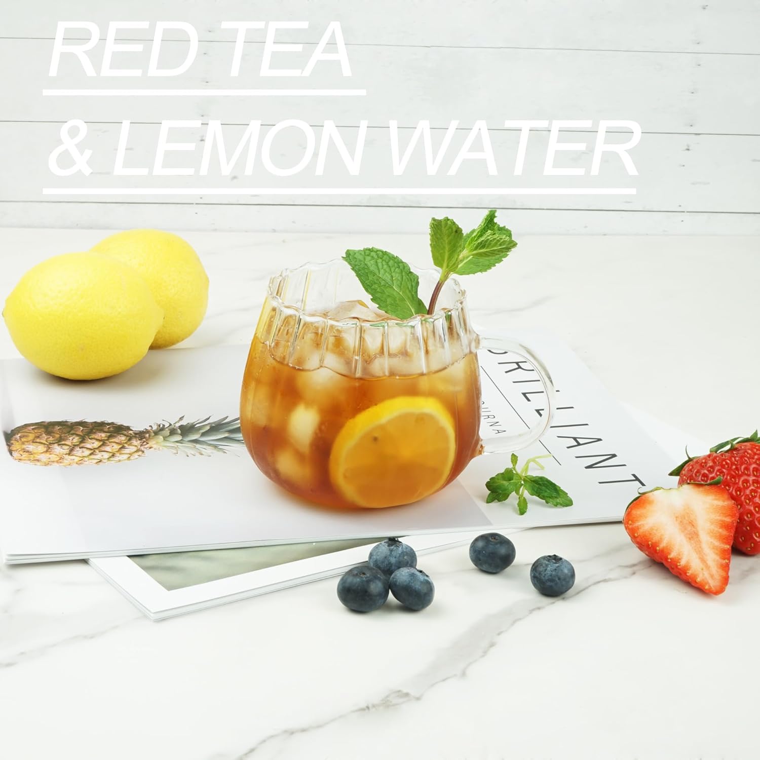 12 oz Glass Coffee Mugs Set of 4, Drinking Glasses with Transparent Handle, Clear Glass Cups for Hot or Cold Drinks like Cappuccino, Latte, Cocoa, Milk, Tea - Image 4