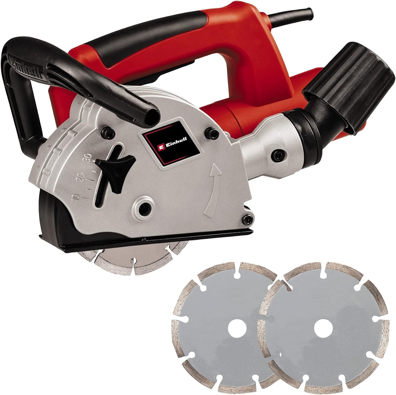 Einhell Wall Chaser with Dust Extractor 1320W, 9000RPM Idle Speed, 26mm Maximum Groove Cutting Width, 30mm Channel Depth, Includes 2X 125mm Cutting Discs TC-MA 1300