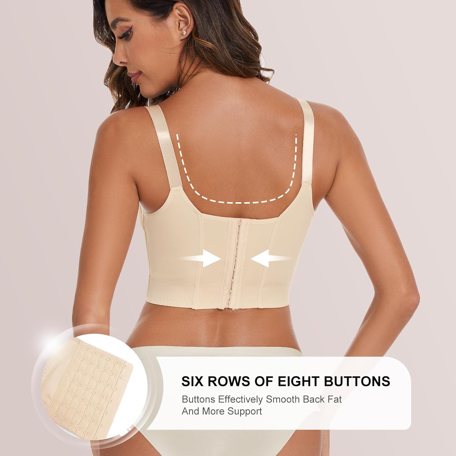 Push Up Bra for Women, Full Back Coverage Bras Deep Cup Hide Back Fat Smoothing Seamless Underwire T-Shirt Bras - Image 4