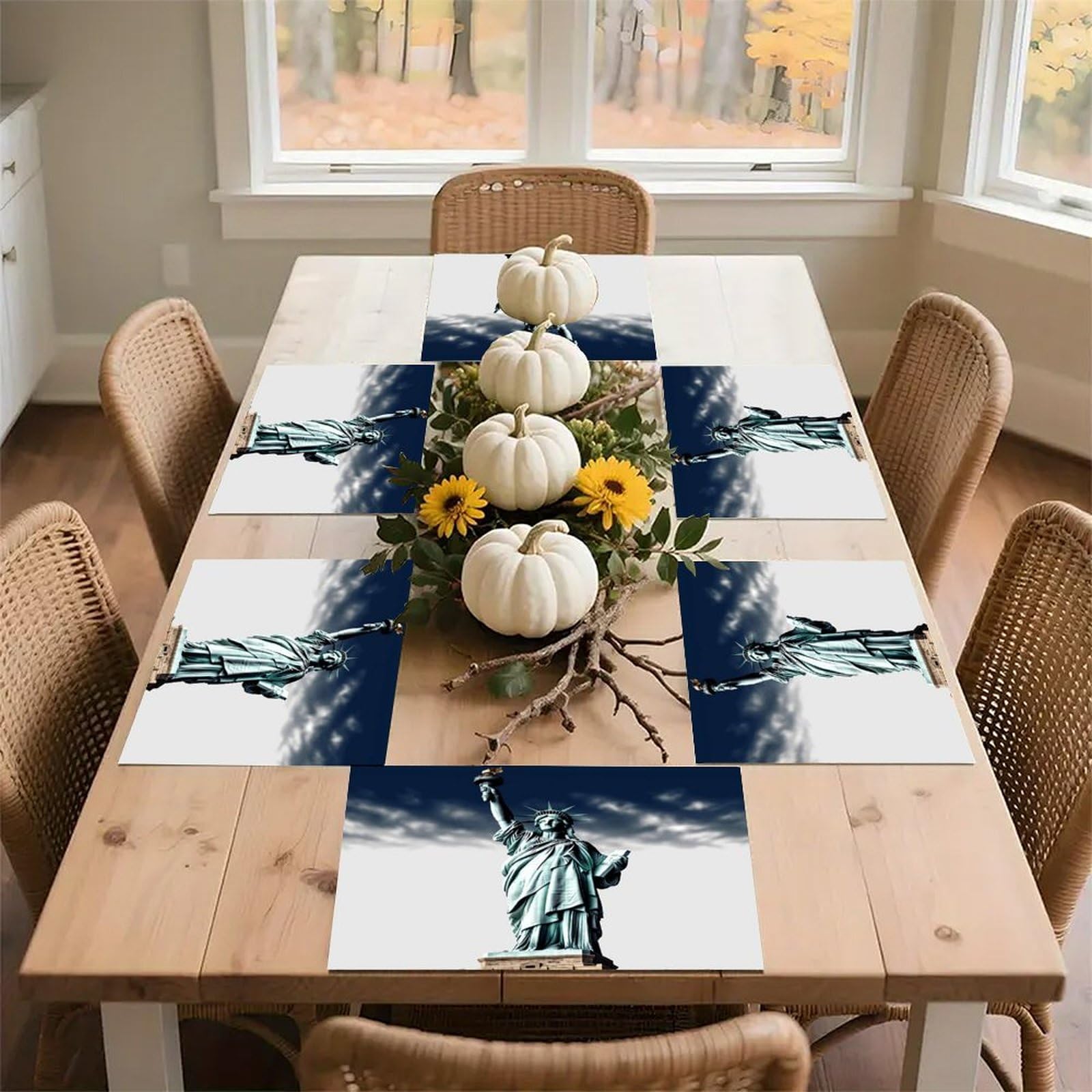Statue of Liberty Placemats Wipeable Heat Resistant Table Mats Washable Flax Place Mats Elegant Cloth Non-Slip Placemat for Kitchen Dinning Party Table Decor 12 * 18 in