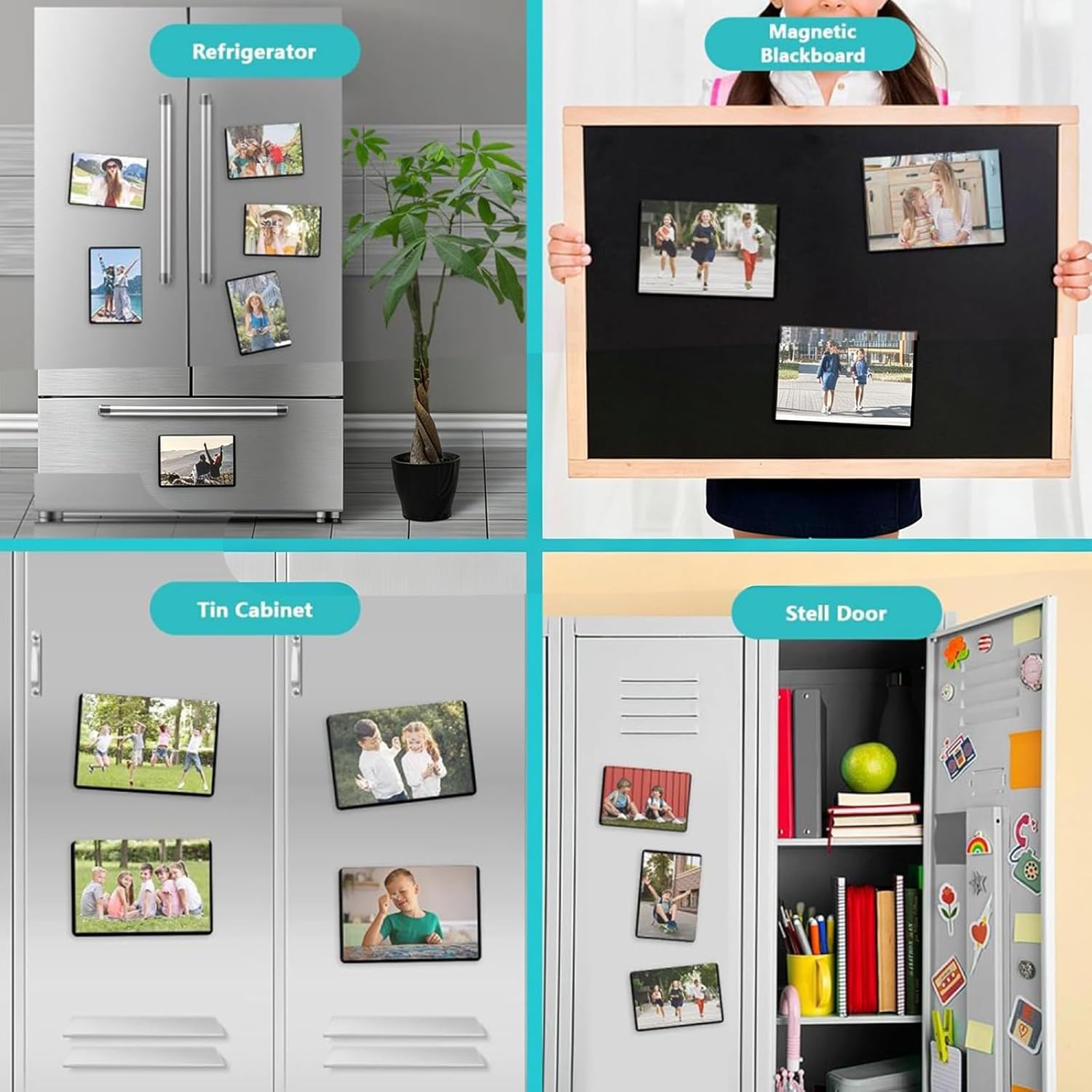 18 Pack Magnetic Picture Frames 4x6 Inch, Black Reusable Magnetic Photo Frames for Refrigerator Locker Office, Waterproof PVC Magnetic Photo Sleeves with Strong Full-Back Magnet for Home Classroom