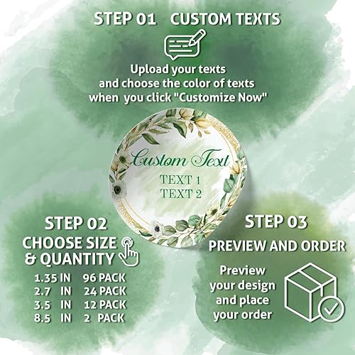 Miniatura 2 de Calcomanías personalizadas con hojas doradas, 96 calcomanías para suministros de embalaje de pequeñas empresas, tarjetas de recuerdos de boda,