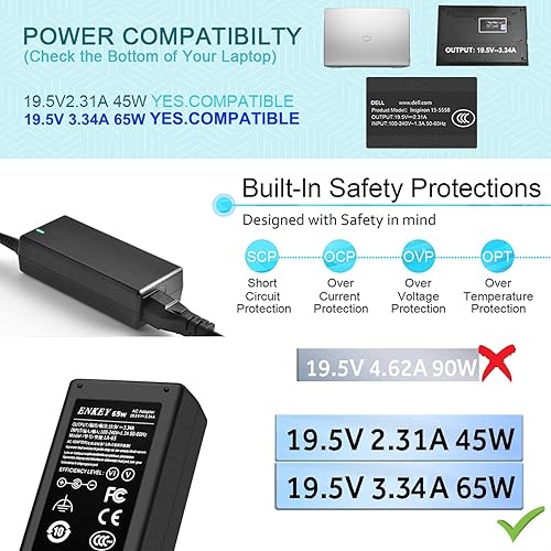 Miniatura 5 de Cargador de portátil de 45 W 65 W para Dell Inspiron 11-3000 13-5000 14-3000 14-5000 15-3000 15-5000 15-7000 Seriers 3147 5558 5755 5555 7348 7472