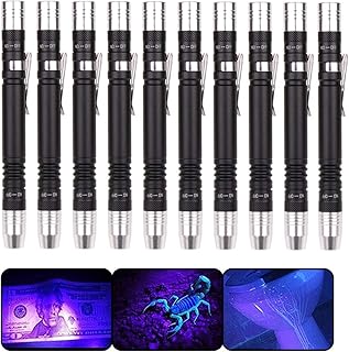 Pen Light Detector Torch Ultra Violet Torch White Purple for Test Mini Pen UV Flashlight 395nm 2 in 1 UV Flashlight LED Penlight Blacklight 2 Light Source (10 Pack)