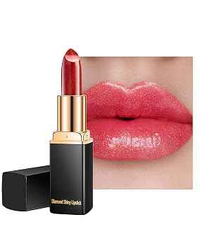 Metallic Rose Color Changing Shimmer Lipstick for Women,3D Shine High Impact Long Lasting Hydrating Waterproof Lipstick,Creamy Matte Non Sticky Plumping Lip Gloss,Full Coverage Lip Color Makeup 04