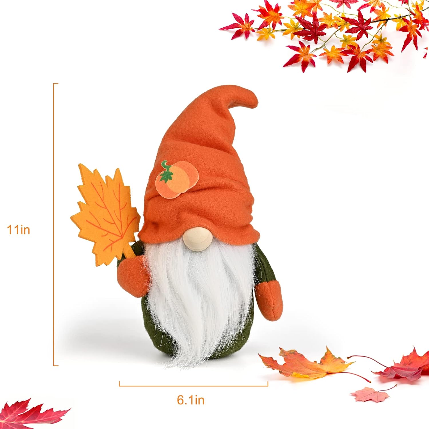 D-FantiX Fall Gnomes, 2Pack Handmade Fall Thanksgiving Gnomes Plush Swedish Gnomes Ornaments with Pumpkin Maple Leaves, Fall Gnomes Decor Thanksgiving Holiday Home Table Decorations Gifts
