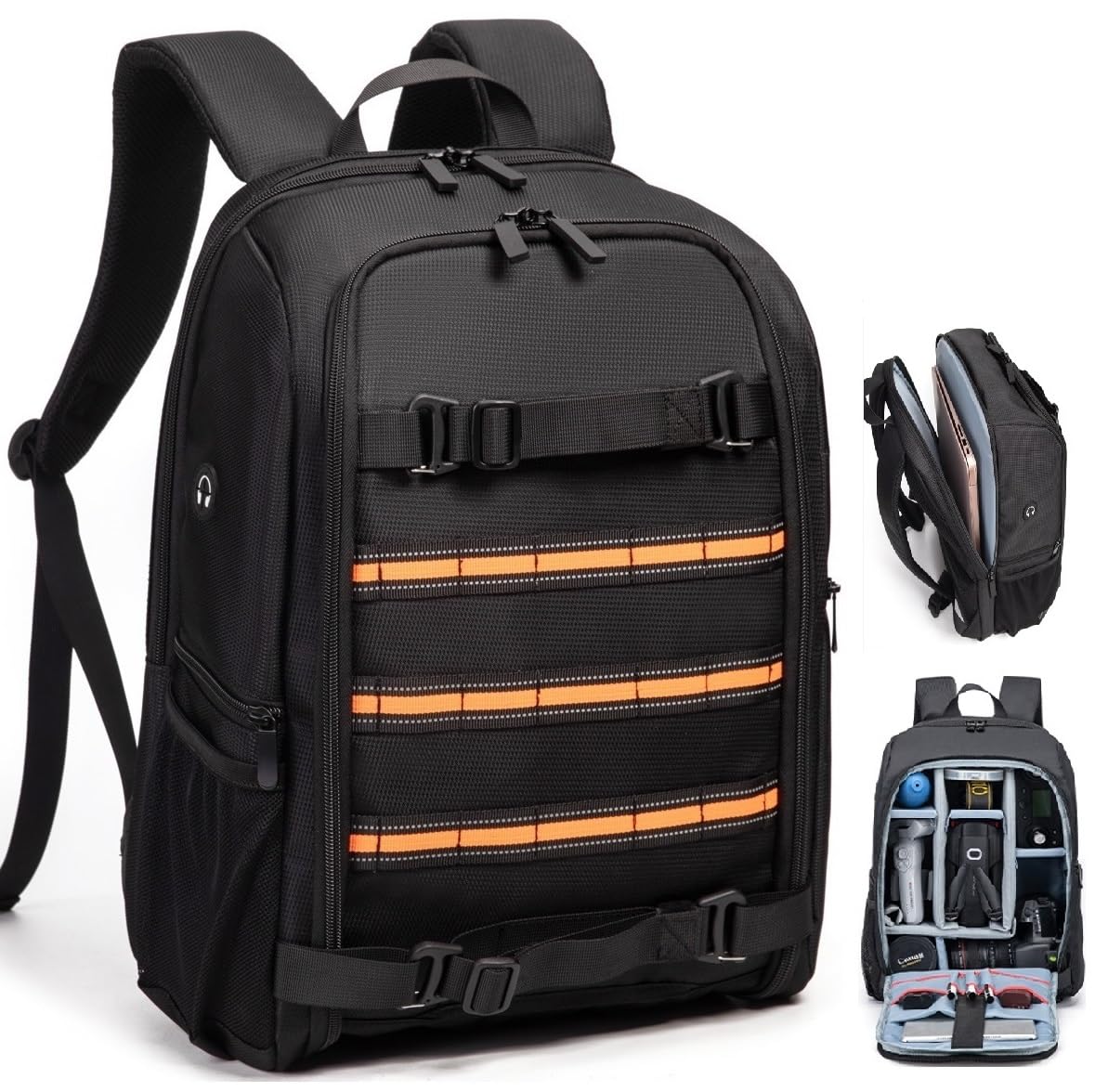 Mochila para Cámara 23L Paquete de Cámara Fotografía Profesional Mochila, Cámara DSLR Compatible, Computadora Portátil de 15,6", Trípode