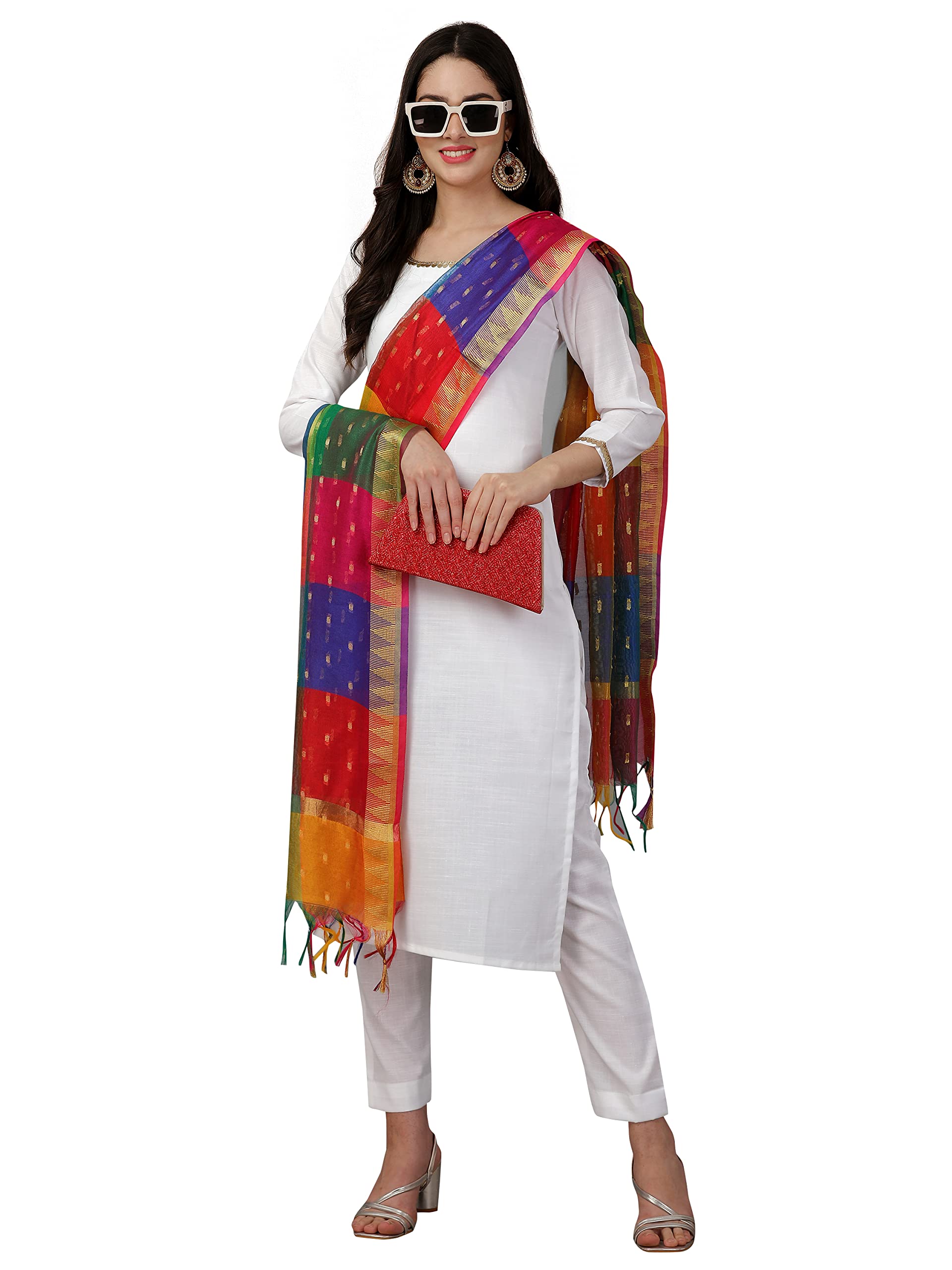 TRENDMALLS Indian Cotton White Kurta Pant Suit Set Summer Wear Tunic/Kurtis For Women