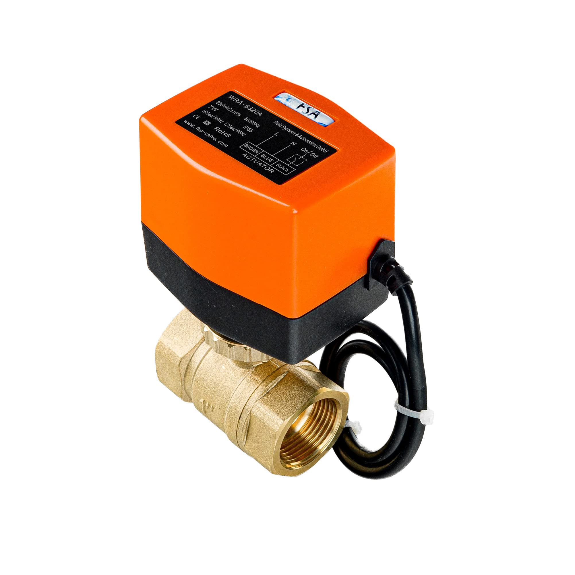 FSA Motorkugelhahn 1 Zoll 2-Wege 230V AC Messing Auf-/Zu